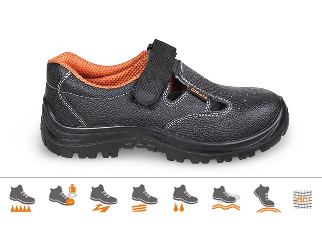 Obuv pracovní - nízká, perforovaná kůže, ocelová špička, na suchý zip, vel.43