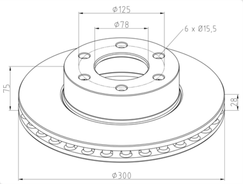 Kotouč brzdový 300x28x75 PN IVECO Daily od 2006