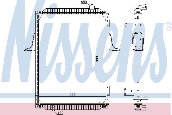 Chladič vody 900x689x40 s rámem RVI Kerax od 1997