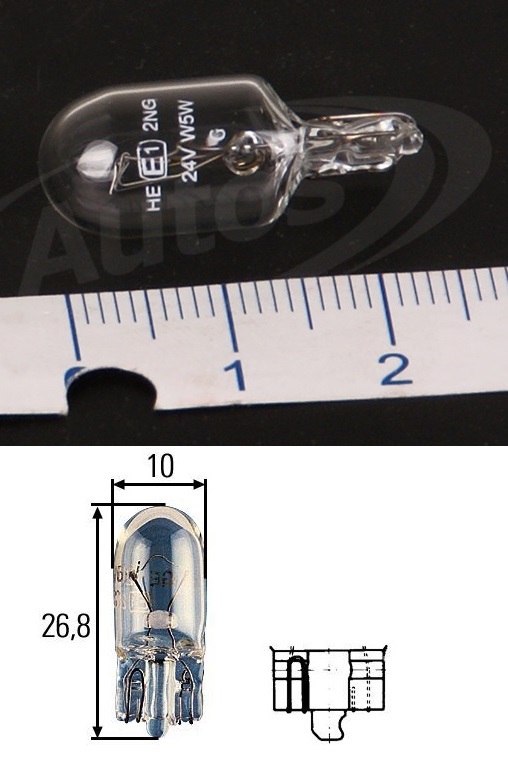 Žárovka celosklo 24V/5W W2,1x9,5d  T10 W5W
