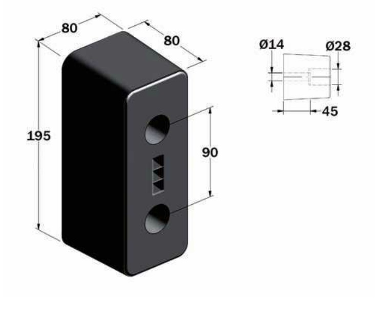 Nárazník - doraz pryžový 195x80x80 vleky, návěsy