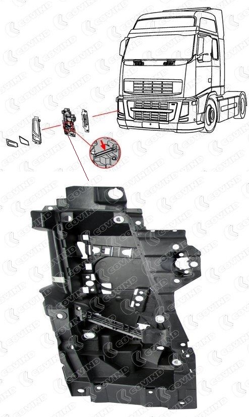 Držák hlavního světlometu - vnitřní P VOLVO FH16, FM/FH od 09.2005, FH II 01.2012