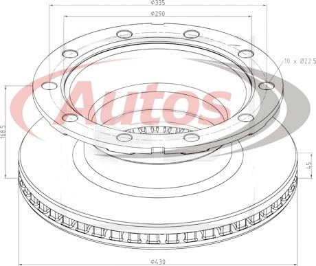 Kotouč brzdový 430x45x168,5 SCHMITZ SCB 9010/9 H43S2, SC Rotos