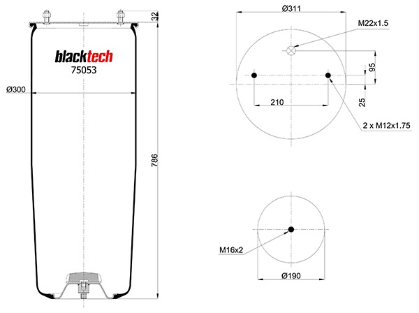 Vlnovec pérování RML75053 bez zvonu BPW typ 36-2/2