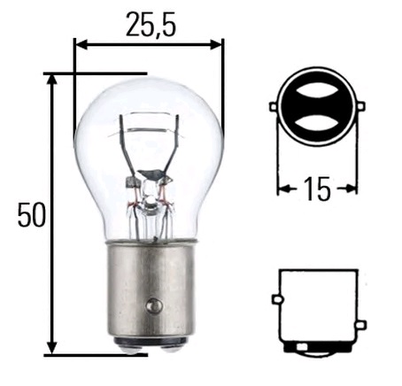 Žárovka 12V 4W P21 BAZ15d koncových světel HELLA