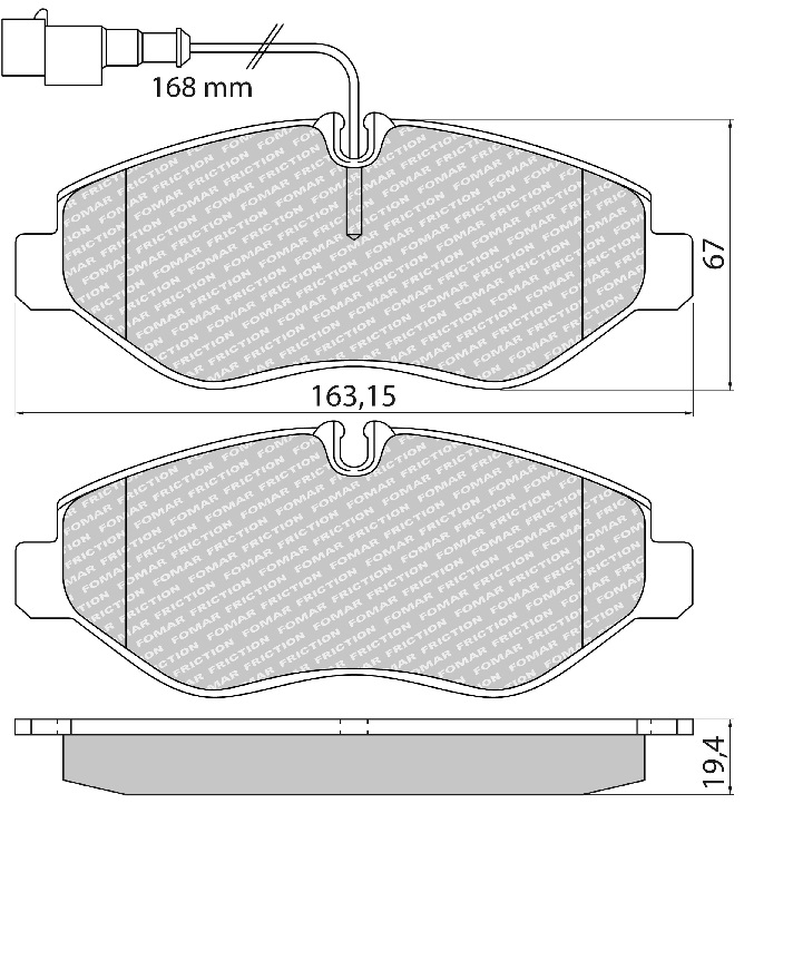 Deska brzdová 29229,29230 Fomar 163x67 IVECO T.Daily IV