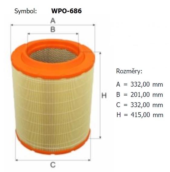 Filtr vzduchu RVI série T, VOLVO FH 400, FH 500, FH II Euro 5/6