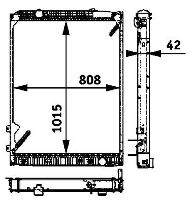 Chladič vody 1015x808x42 bez rámu MERCEDES Actros, Actros MP2/MP3, 