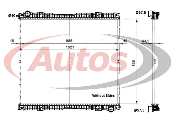Chladič vody 860x990x40 bez rámu SCANIA R 340/380/420/470/500/580/620