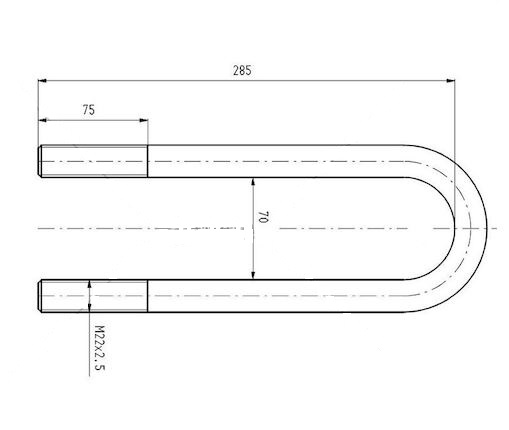Třmen pera M22x2,5/285 BPW EHZ, GS, HB, HBF,HBM,HIZ, HS, HSF 9010 Eco Plus 2