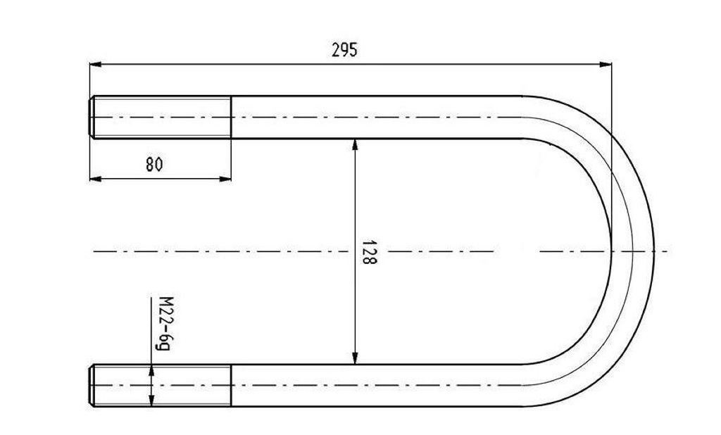Třmen pera M22x2,5/130x295 s maticemi BPW