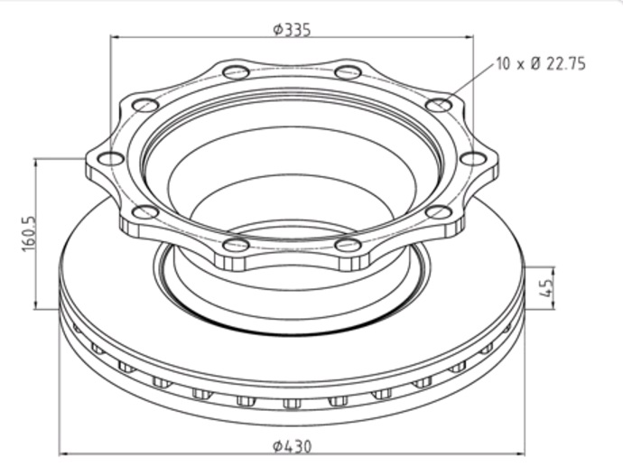 Kotouč brzdový 430x45x160,5 SAF SKRS/RZ 9022, RZ9022