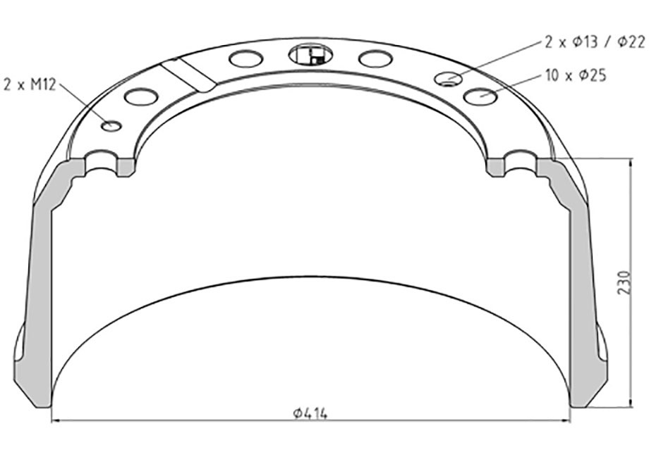 Buben brzdový 414x230 ZN RVI Magnum E.Tech, Premium, Magnum AE, Kerax, Major-R