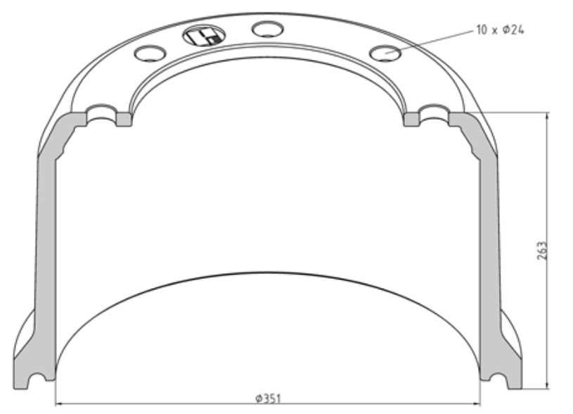 Buben brzdový 351x263 MERITOR TA/TC/TM, ROCKWELL, ROR