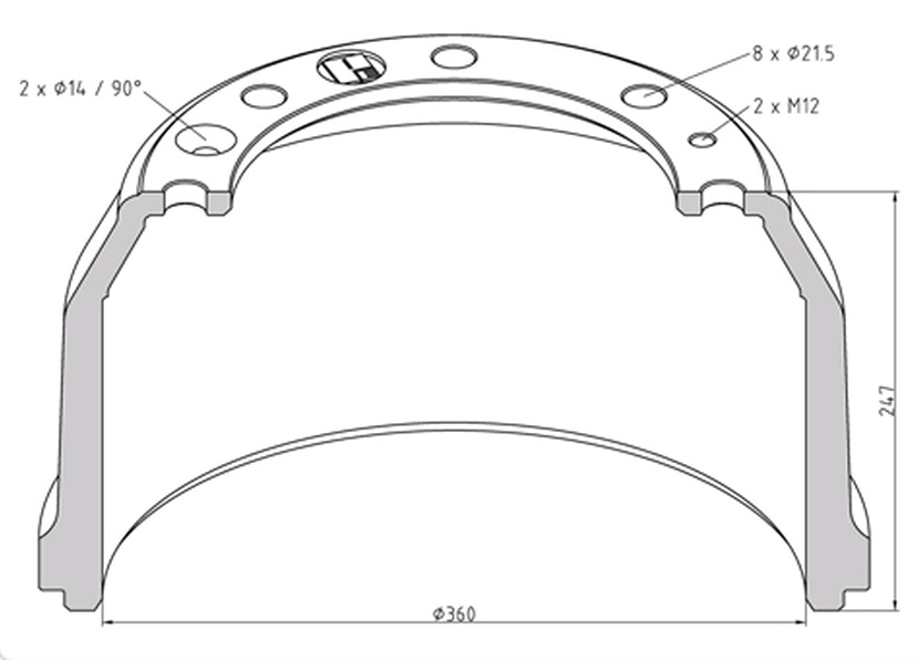 Buben brzdový 360x247 PN/ZN vlečná VOLVO FL6,FL608, FL614, B6