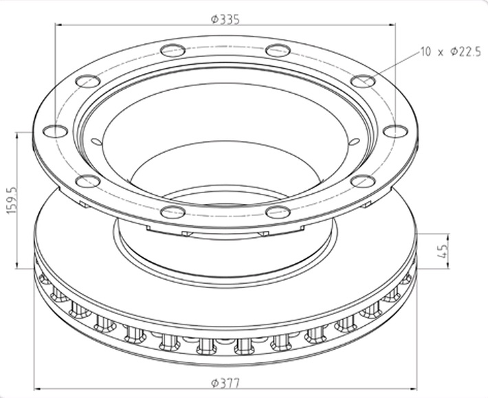 Kotouč brzdový 377x45x160 BPW SKH/SB3745, SKHBF 9010 Eco Plus 