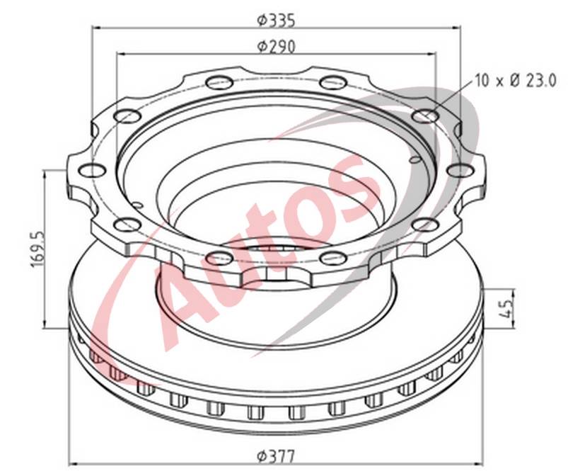 Kotouč brzdový 377x45x169 BPW SKH SB3745 Eco Plus