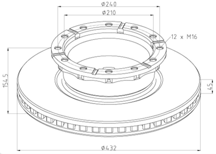 Kotouč brzdový 432x154,5x45 ZN IVECO Stralis, E.Cargo