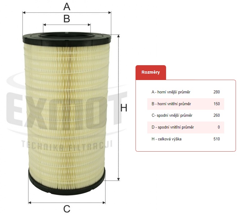 Filtr vzduchu WPO-697 DAF XF105 Euro 6 od 2011