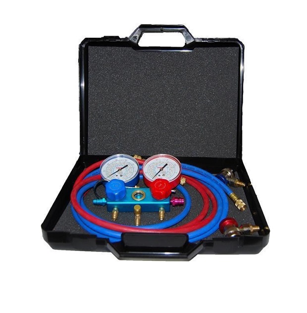 Sada manometrů a hadic na kontrolu klimatizací dusíkem