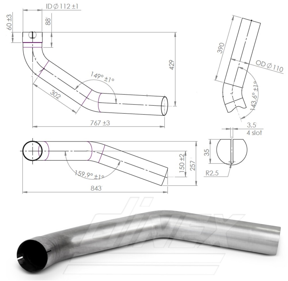 Trubka výfuku střední 940mm MAN F2000 /19-T01/02/03/31/32//19/21-T04/34>