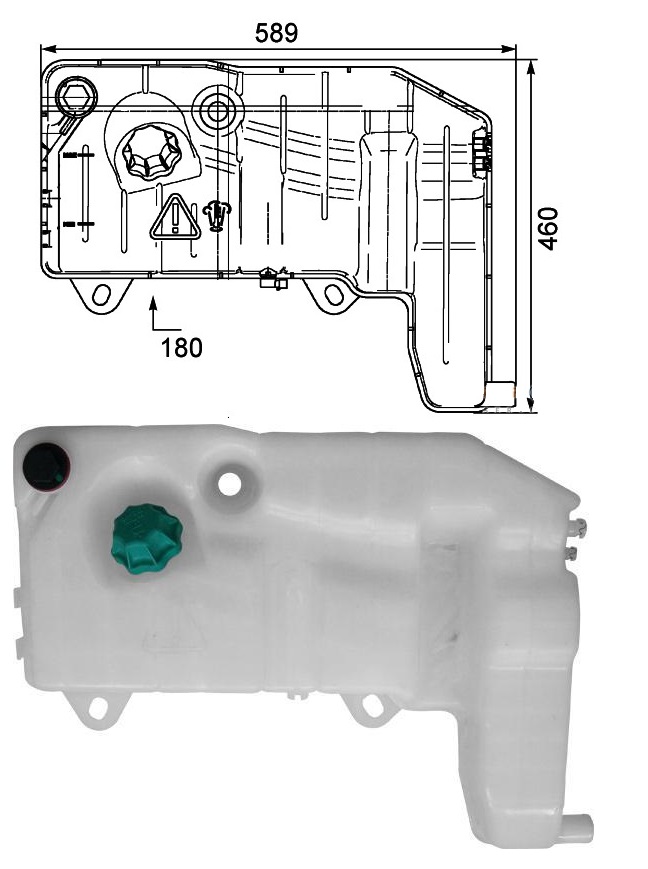 Nádrž expanzní 589x460x180  IVECO Stralis AD/AT/AS, Trakker AD, IRISBUS Citelis