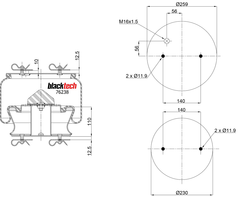 Vlnovec pérování kompletní - železný zvon PN SCANIA Irizar
