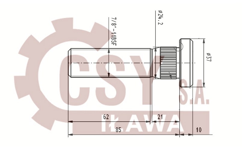Šroub kolový 7/8"x11BSF/85/98 ZN SCANIA 94,114,124,144, P,G,R,T, 