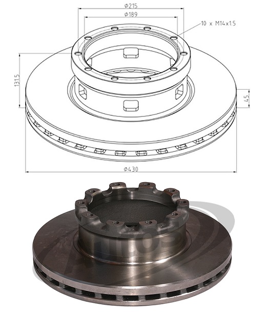 Kotouč brzdový 430x45x131,5 L/P SAF Integral B9-22K01,Integral B9-22W 