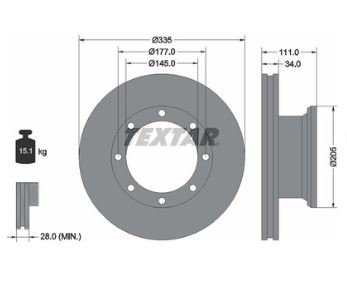Kotouč brzdový 335x34x111 ZN MERCEDES Atego, Accelo, Econic