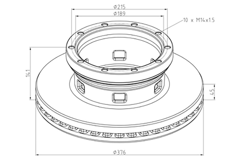 Kotouč brzdový 376x45x141 PN SAF B9-19,5"
