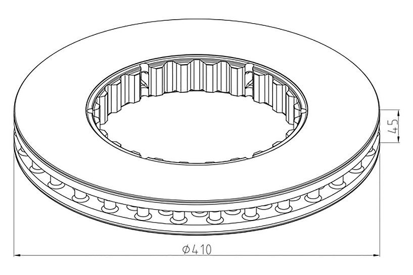 Kotouč brzdový 410x45x45 chlazený ZN VOLVO FH13,FH12,FH16, RVI Magnum DXi12/13, Premium