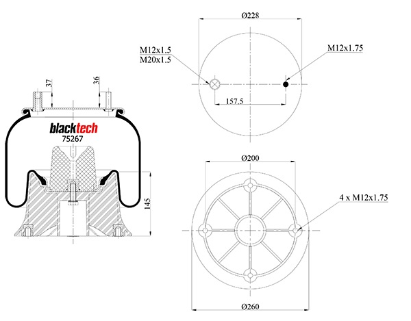 Vlnovec pérování RML75267C6 plastový zvon DAF LF55, ROR