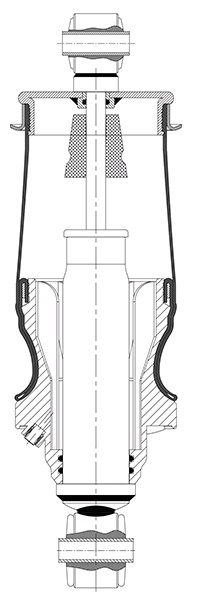 Tlumič pérování kabiny zadní O/O s vlnovcem P MAN TGA, TGL,TGM,TGX, STEYER TG-A