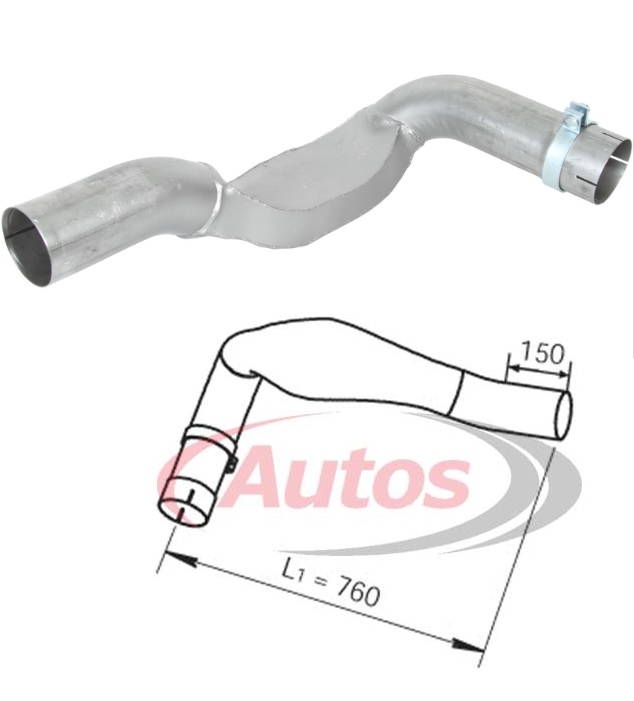 Trubka výfuku střední 760mm MAN F2000 od 01.1994