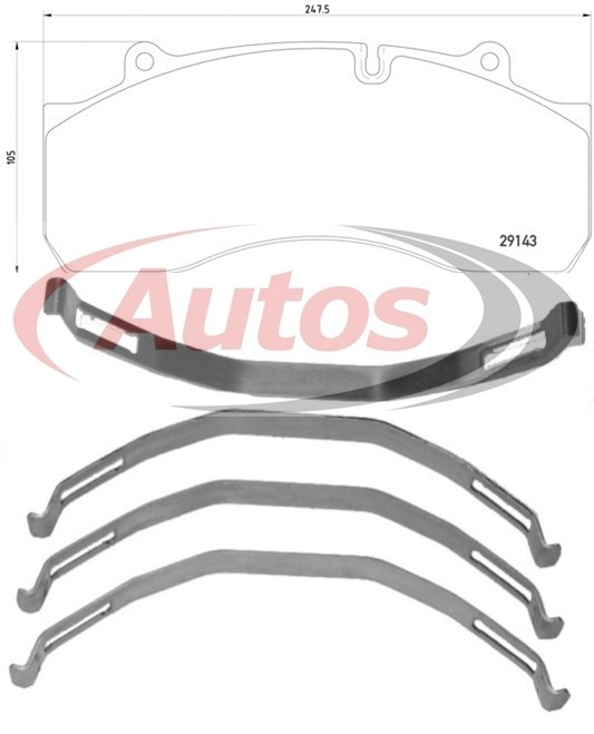 Deska brzdová 29120,29143,29176 Valeo 247x105x30 BPW SH SHSF,SAF SKRB 9022H,HALDEX DB22