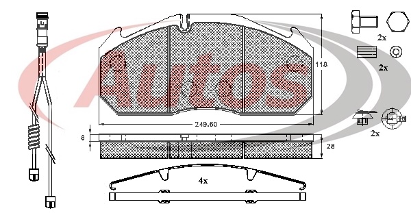 Deska brzdová 29030 Valeo 250x118x28 MERITOR D3/D Elsa 1, RVI, MAN, IRISBUS Arway, K900