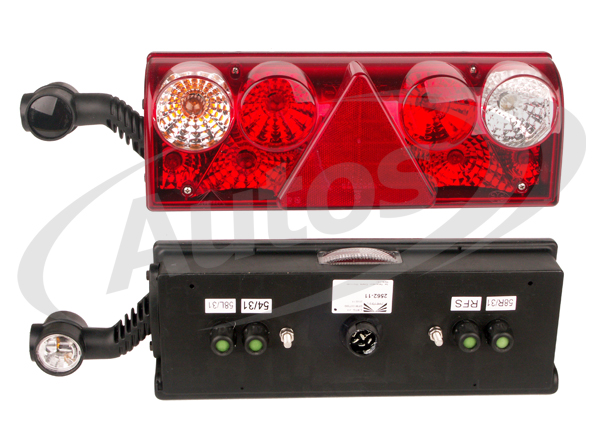 Svítilna zadní L EUROPOINT II s trojúhelníkem a poziční svítilnou-tykadlem + 4x konektor