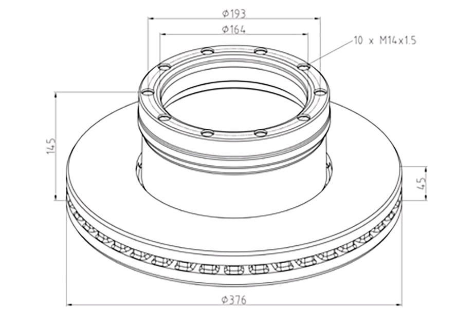 Kotouč brzdový 376x45x145 L/P SAF S SI11-19K od 01.2006,  ZI9-19K kW,  ZI11-19K kW
