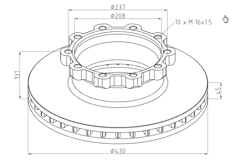 Kotouč brzdový 430x45x131 ZN SCANIA P,G,R,T, od 01.2003/ série 4 od 05.1995