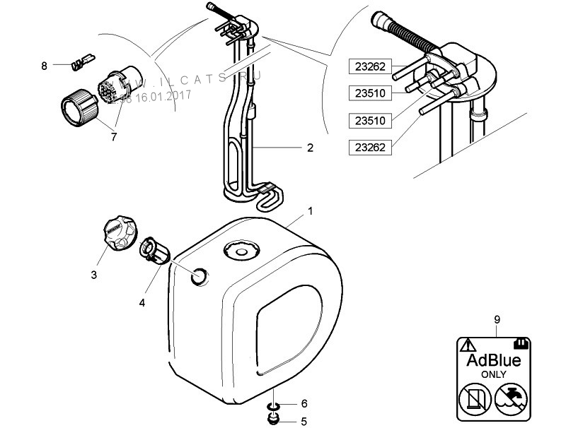 Snímač hladiny - sání kapaliny AdBlue s ohřevem  RVI Magnum