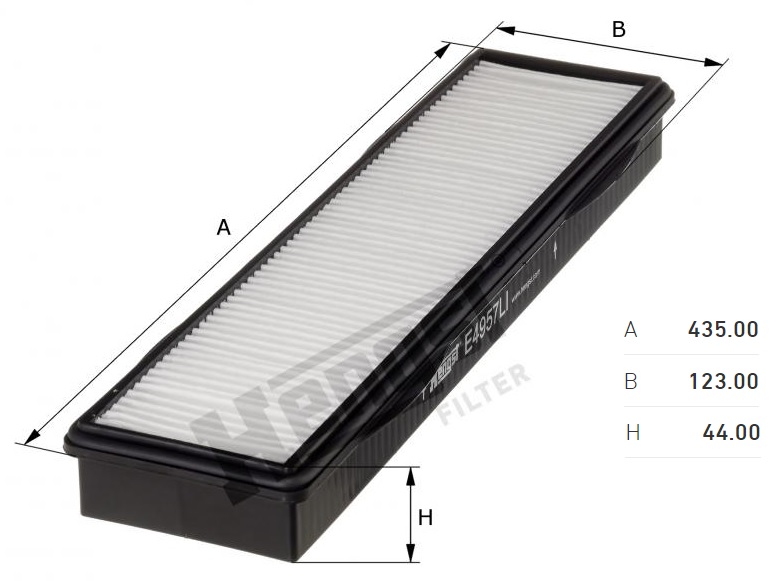 Filtr vzduchu kabiny VOLVO A25D, A30D, A35D, A40D, L110E, L150E, L150F, L150G, L180D, L180