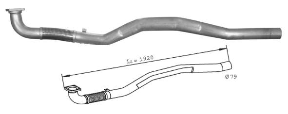 Trubka výfuku přední s pružným dílem 1920mm IVECO E.Cargo 130E/150E/180E Tector