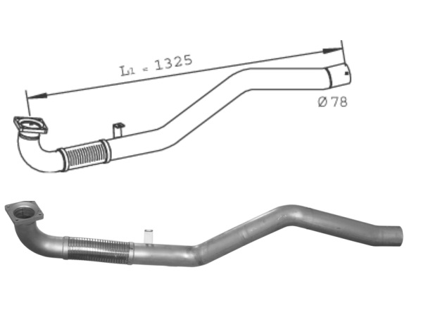 Trubka výfuku přední s pružným dílem 1325mm IVECO E.Cargo