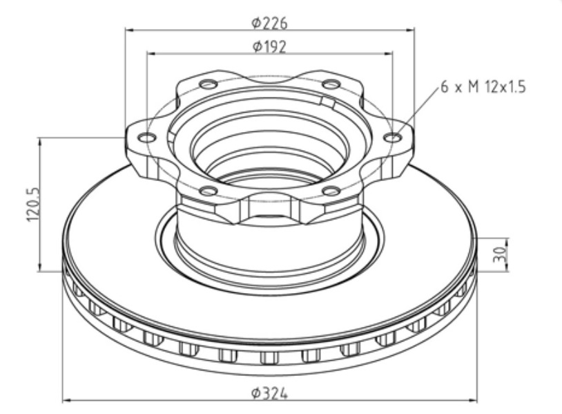 Kotouč brzdový 324x30x120,5 ZN MERCEDES Vario, Medio