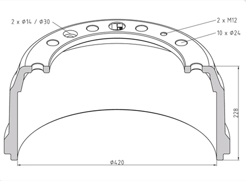 Buben brzdový 420x228 PN DAF 65CF, 75CF,85CF, 95XF, XF530, F2000, F3000