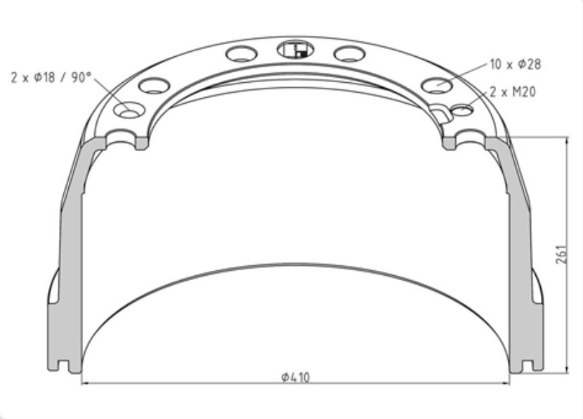 Buben brzdový 410x261 PN VOLVO FM10,FM12,FM9,FL6,FL7, F10,F12, F16