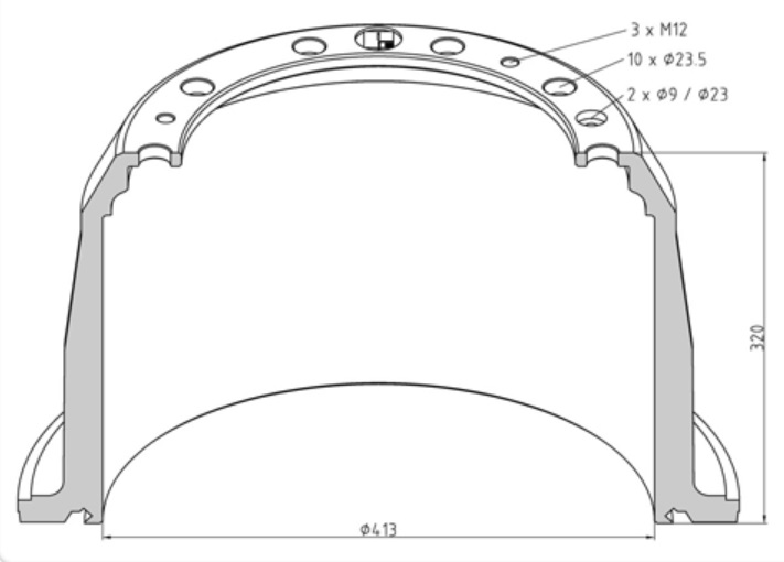 Buben brzdový 413x320 ZN SCANIA Série 3, Série 4, P,G,R,T, BUS série F,K,N