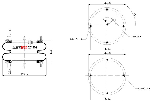 Vlnovec pérování 2C 302-135 P03 zvedací SMB Fruehauf, TROUILLET, LOHR