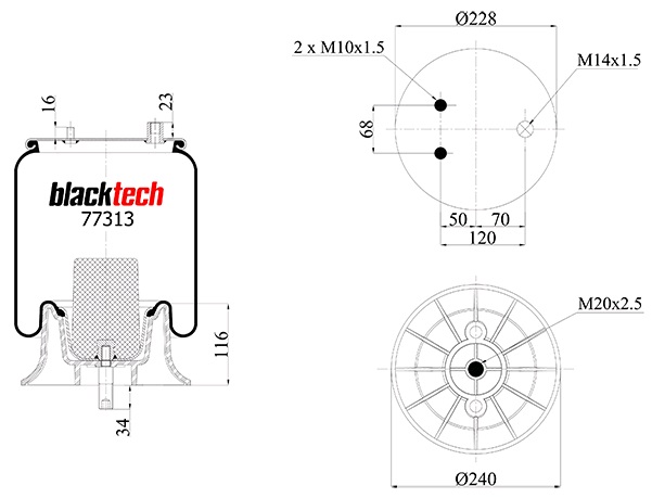 Vlnovec pérování kompletní - plastový zvon IVECO E.Cargo Tector